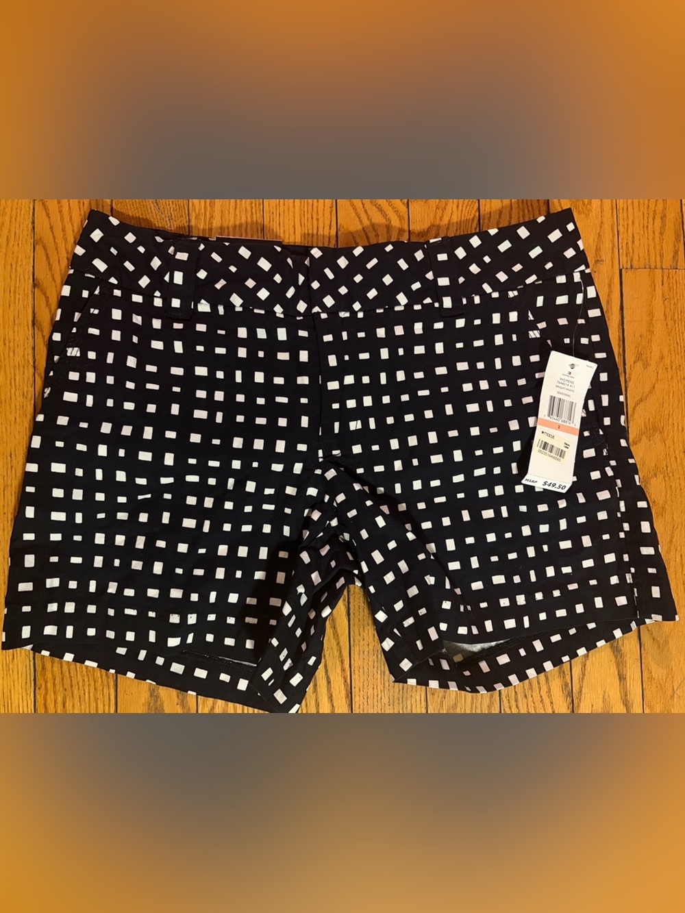 Tommy Hilfiger Black and White Grid Print Women's Shorts